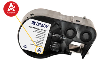 Authentic-Logo auf einer Kassette für den Brady M511 Drucker.