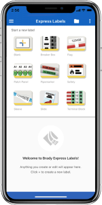 Ein Screenshot der mobilen App „Express Labels“ auf einem Smartphone